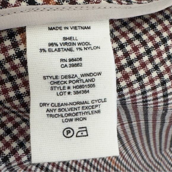 Theory Brown Plaid Wool Belted Peplum Waist Tie Top - Picture 8 of 8